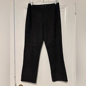 Classic Black Suede Women's Straight Leg Pants